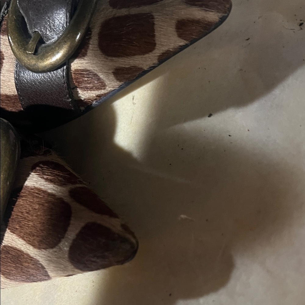 Nine West Brown Animal Print Heels with Buckle - Picture 2 of 7